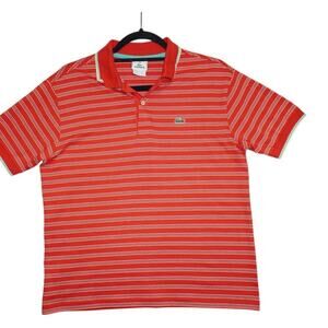 Lacoste Striped Polo Shirt – Size 16 (Men’s M/L) – Red - Made in Peru